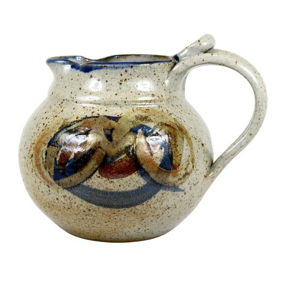 Crosshatch Clay Signed Stoneware Pitcher 1980s New Mexico Studio Pottery - Picture 1 of 8